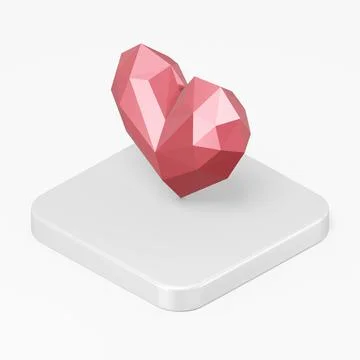 Red low poly heart icon. 3d rendering square button key isometric view, inter イラスト素材