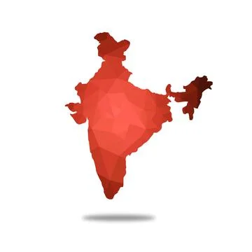 RED low poly India map in geometric polygonal,mosaic style.Abstract tessellat 스톡 일러스트