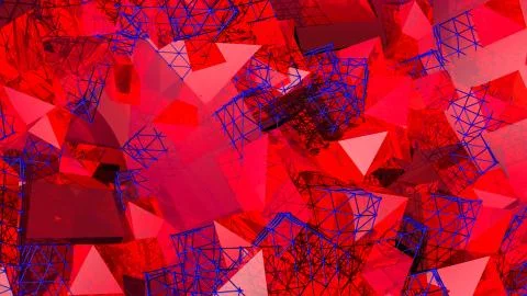 Red low polygonal. 3D rendering Illustrazione stock