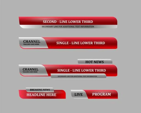 Red lower third pack element design Stock Illustration