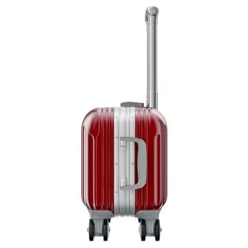 Red luggage on wheels, side view Stock Illustration