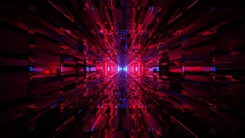 Red Luminating Dark Light Alienated Spaceship 4k uhd 3d rendering vj loop Stock Footage 141381568