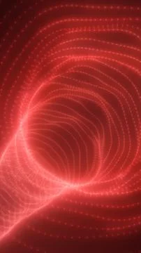 Red luminous energy vortex with dotted lines and mesh, abstract futuristic .. Stock Illustration