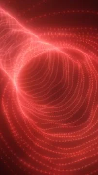 Red luminous energy vortex with dotted lines and mesh, abstract futuristic .. 스톡 일러스트