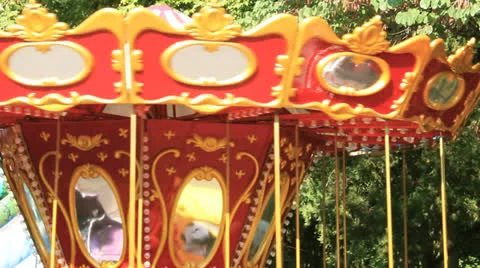 Red luna park carousel 02 Stock Footage 26109486