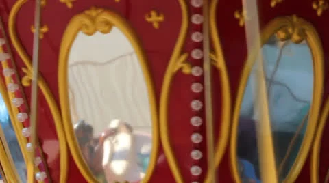 Red luna park carousel Stock Footage 26074636