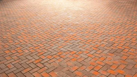 Red, luxury, antique rectangular ceramic clinker tile for patio or sidewalk Stock Photos