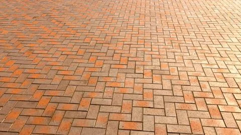 Red, luxury, antique rectangular ceramic clinker tile for patio or sidewalk Stock Photos