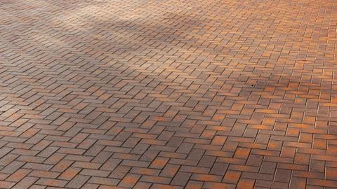 Red, luxury, antique rectangular ceramic clinker tile for patio or sidewalk Stock Photos