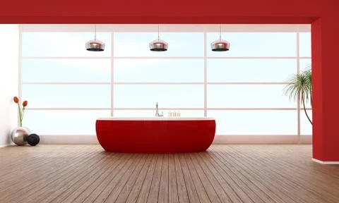 Red luxury bathroom Stock Illustration