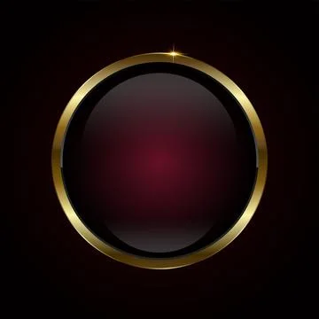 A Red luxury Circle vector button design on dark red background. Premium re.. Stock Illustration