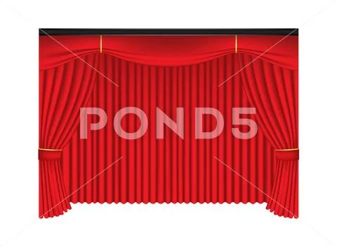 Red luxury curtains and draperies on white background Stock Illustration