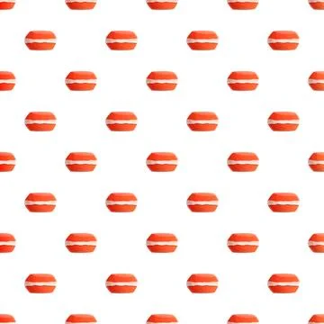Red macarons repeating on white pattern background Illustrazione stock