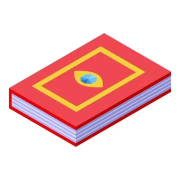 Red magic book with eye and gem is bringing mystery and secrets Stock Illustration