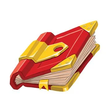 Red magic book symbol. Digital painting illustration. Stock Illustration