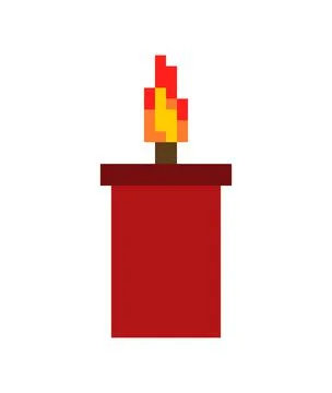 Red magic candle pixel art. 8 bit pixelated Vector illustration Stock Illustration