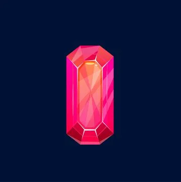 Red magic crystal, gem or rock vector icon, ruby 스톡 일러스트