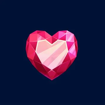Red magic crystal, heart gem rock vector icon 스톡 일러스트