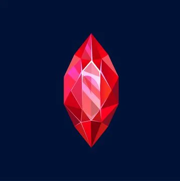 Red magic crystal, oval gem rock icon, ruby Stock Illustration