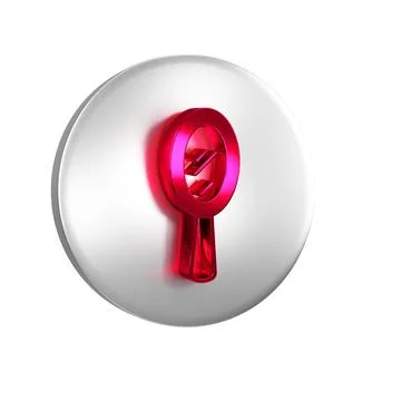Red Magic hand mirror icon isolated on transparent background. Silver circl.. Illustrazione stock