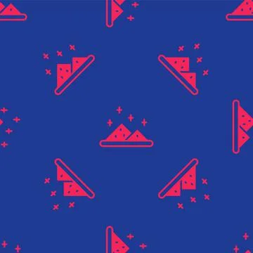 Red Magic powder icon isolated seamless pattern on blue background.  Vector Stock Illustration