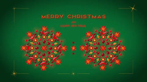 Red Magic Snowflake. Merry Christmas And Happy New Year Greetings Card Animation Stock Footage 142933107
