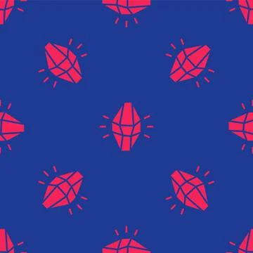 Red Magic stone icon isolated seamless pattern on blue background. Fantasy Illustrazione stock
