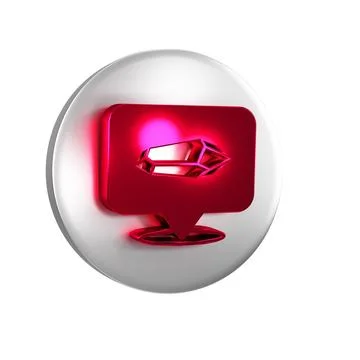 Red Magic stone icon isolated on transparent background. Fantasy crystal. J.. Illustrazione stock