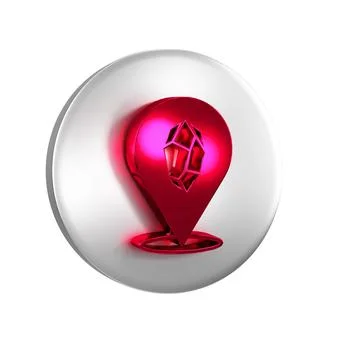 Red Magic stone icon isolated on transparent background. Fantasy crystal. J.. 스톡 일러스트