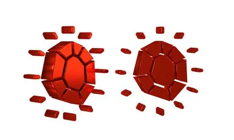 Red Magic stone icon isolated on transparent background. Fantasy crystal. J.. Illustrazione stock