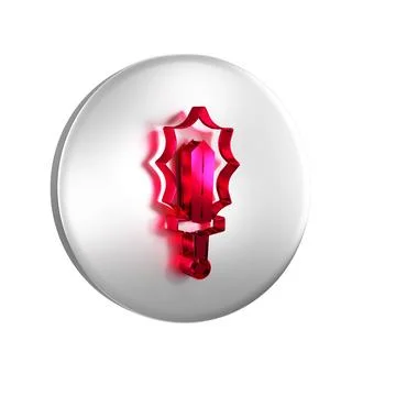 Red Magic sword in fire icon isolated on transparent background. Fiery swor.. Stock Illustration
