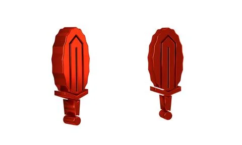 Red Magic sword in fire icon isolated on transparent background. Fiery swor.. Stock Illustration