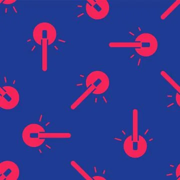 Red Magic wand icon isolated seamless pattern on blue background. Star shape Illustrazione stock