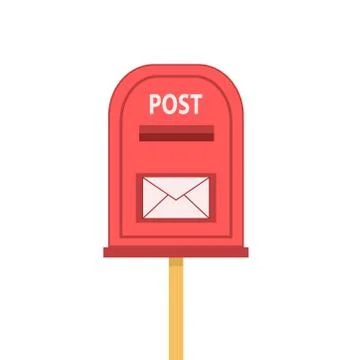 Red mail box with envelop on white, stock vector illustration Stock-Illustration
