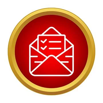 Red mail envelope icon with check mark notification Stock Illustration
