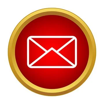 Red mail icon button symbolizing communication and messaging Stock Illustration