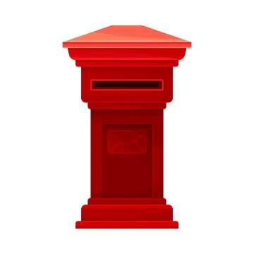 Red mailbox for correspondence. Retro post box for paper letters flat vector Stock Illustration