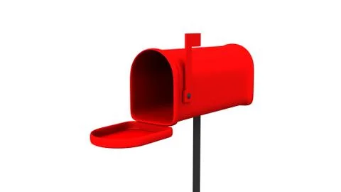 Red mailbox model 3d rendering Stock Illustration