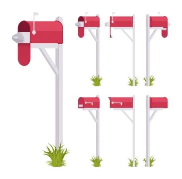 Red mailbox set Illustration