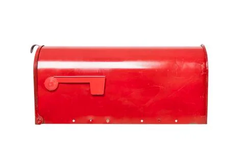 Red mailbox on white with flag Stock Photos