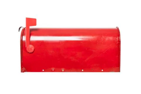 Red mailbox on white with flag Stock Photos