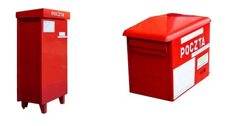 Red mailbox on white isolated background Stock Photos