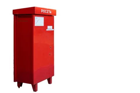 Red mailbox on white isolated background Stock Photos