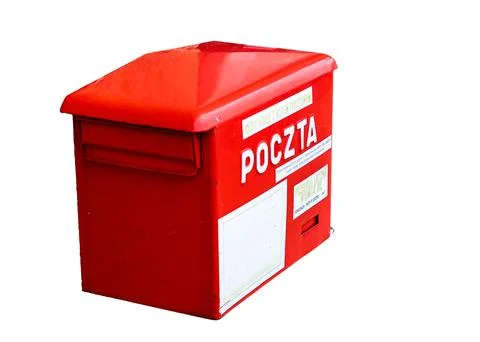 Red mailbox on white isolated background Stock Photos