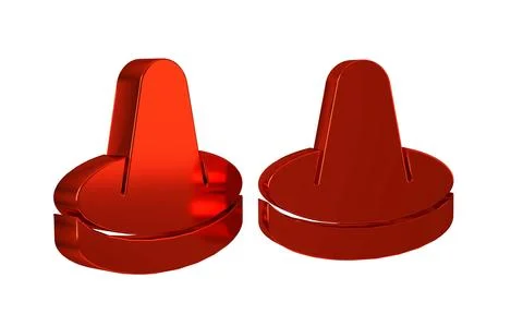Red Mallet and puck for playing air hockey game icon isolated on transparen.. Stock Illustration