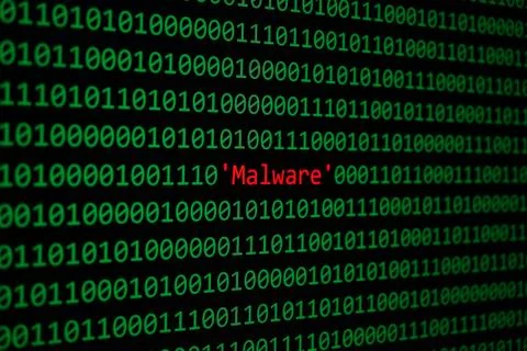 Red Malware and Binary code Concept Security and Malware attack. Stock Illustration