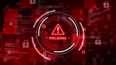 Red MALWARE warning with exclamation mar... | Stock Video | Pond5