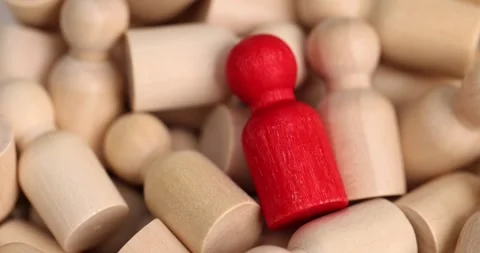 Red man in crowd concept of unfamiliar and attracting attention Stock Footage 253502979