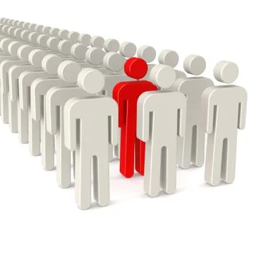 Red man in the line Stock Illustration