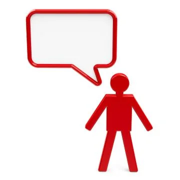 Red man with speech bubble Illustrazione stock